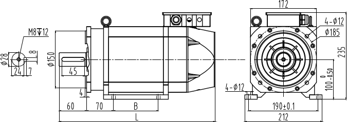 双川异步主轴电机
机座号175×175
中心高100
轴径28